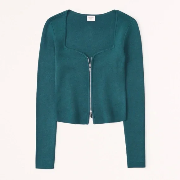 Abercrombie Long Sleeve Zip Front Crop Top - Picture 5 of 5